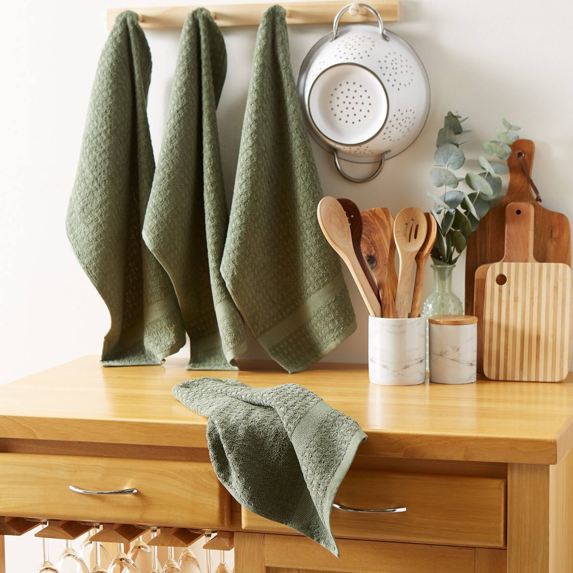 DII® Solid Artichoke Waffle Terry Dishtowels, 4ct.